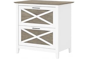 Bush Furniture Key West 2 Drawer Lateral File Cabinet in Pure White and Shiplap Gray | Document Storage for Home Office | Acc
