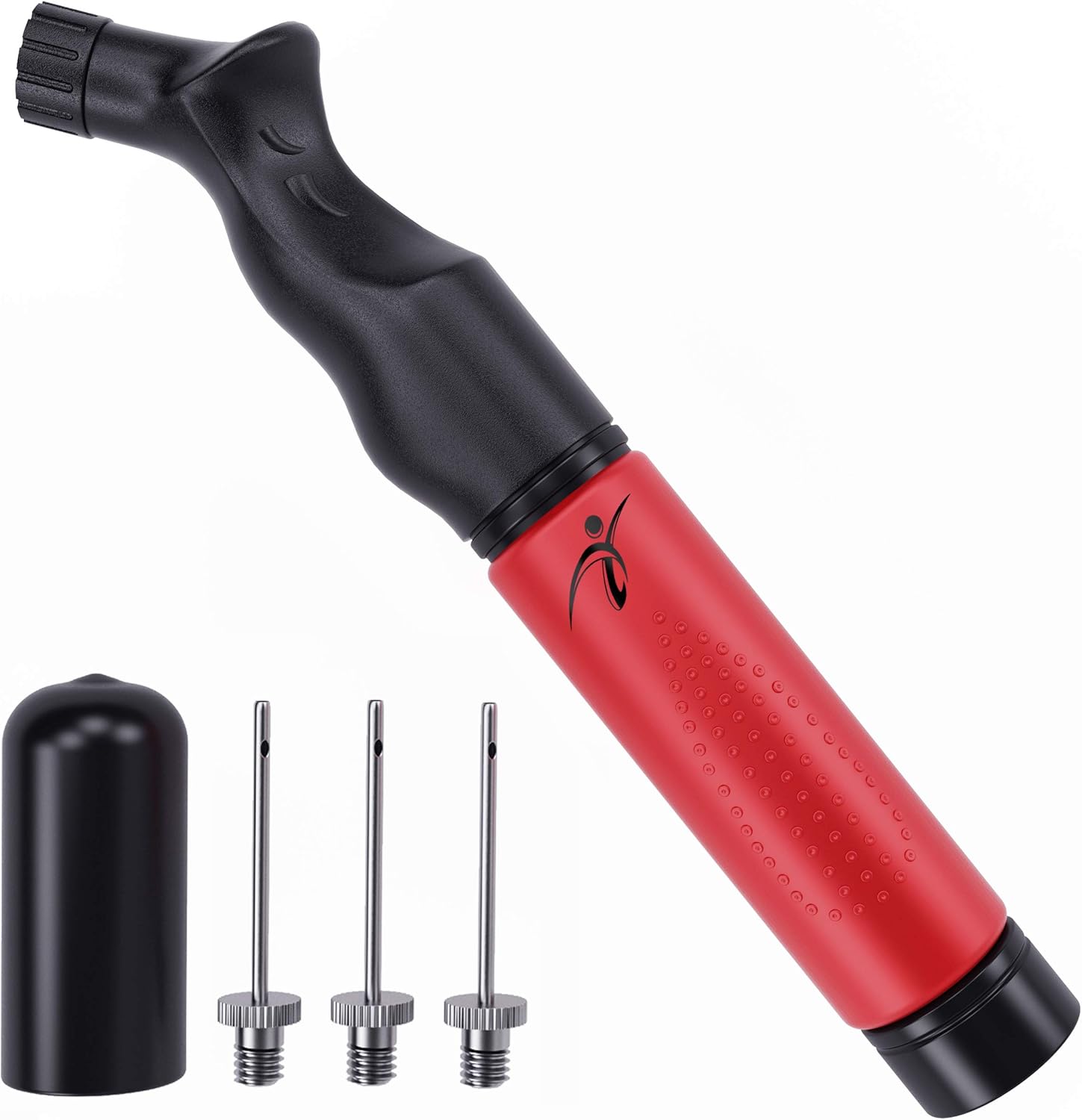 Fitness Factor Small Dual Action Ball Pump with Needle - Hand Air Pump for Inflatable Balls - Perfect for Basketball, Volleyball, Soccer and Football | Comes with 2 Additional Inflating Needles : Sports & Outdoors