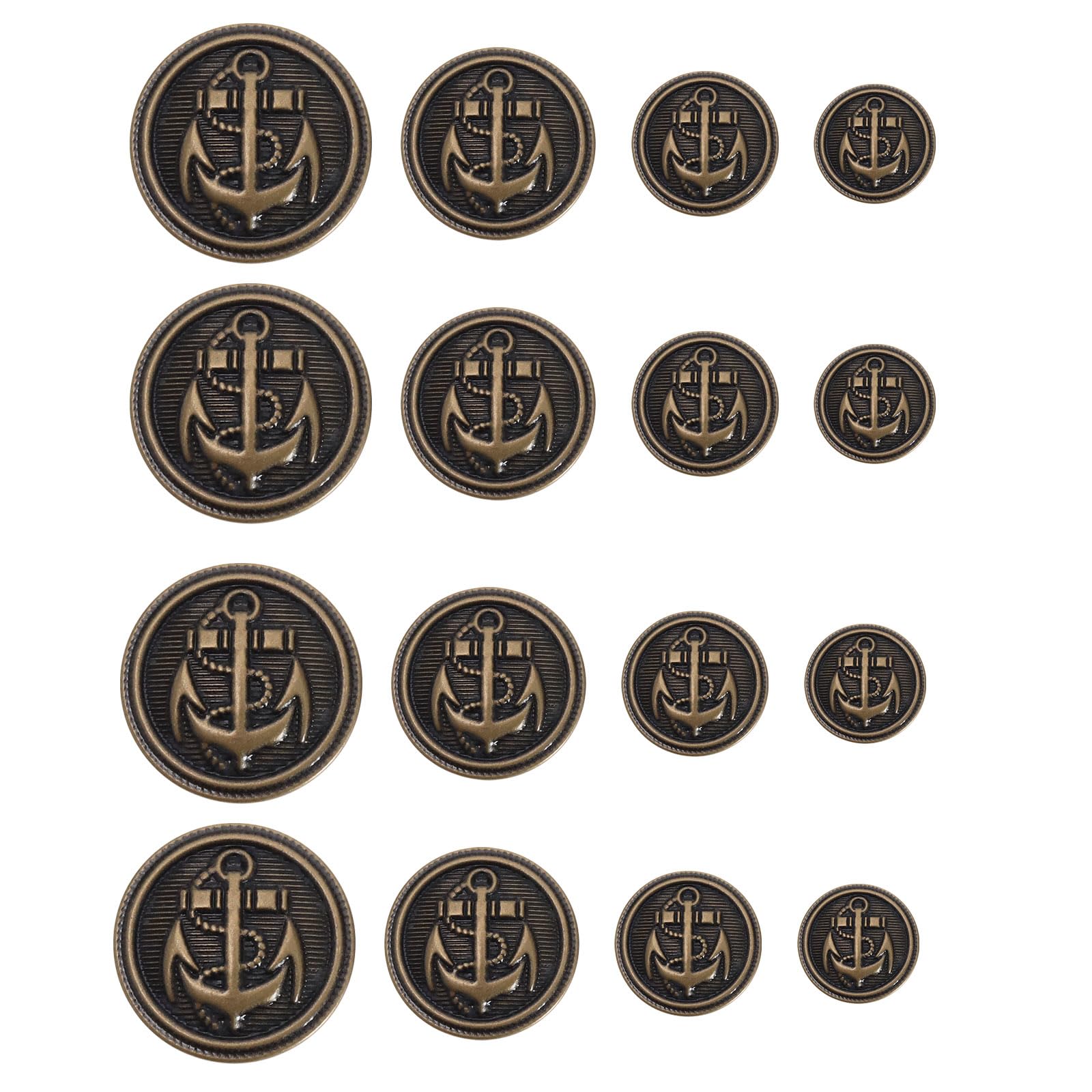EMSea 40Pcs Metal Blazer Buttons Antique Suits Button Set Alloy Shank Buttons Vintage Buttons Kit Clothing Accessories for Coats Uniforms Jackets Brown