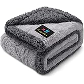 Luciphia Waterproof Pet Blanket, Liquid Pee Proof Dog Blankets for Sofa Bed Couch, Reversible Sherpa Fleece Furniture Protector Cover for Small Medium Large Dogs Cats,Light Grey Small(40" x 28")