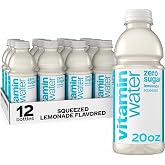vitaminwater Squeezed Lemonade Zero Sugar, Flavored Water Beverage, 20 fl oz Bottles, 12 Pack