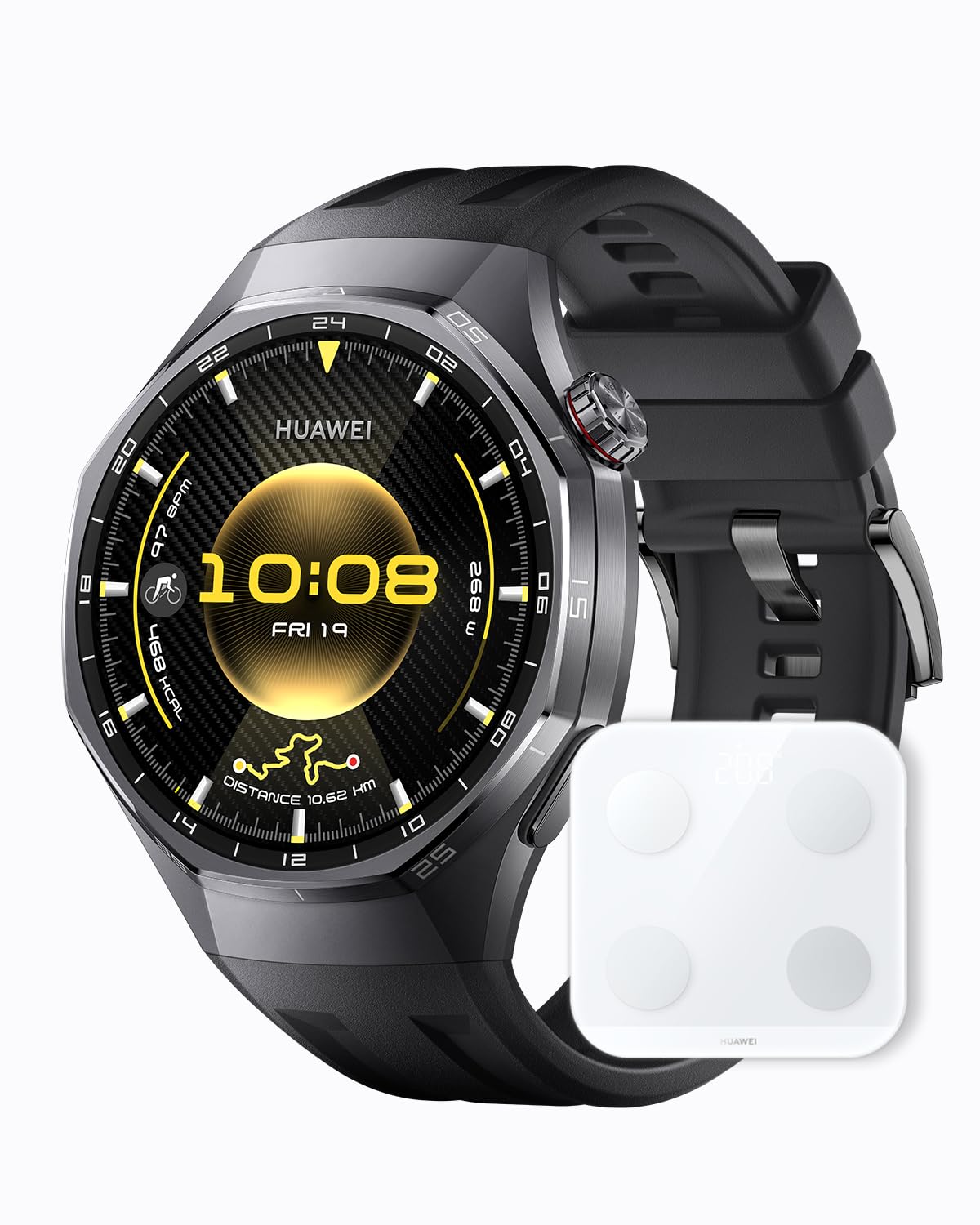 HUAWEI WATCH GT6 Pro 46mm Smart Watch Black + HUAWEI Scale 3 Bluetooth Edition Frosty White for iOS & Android