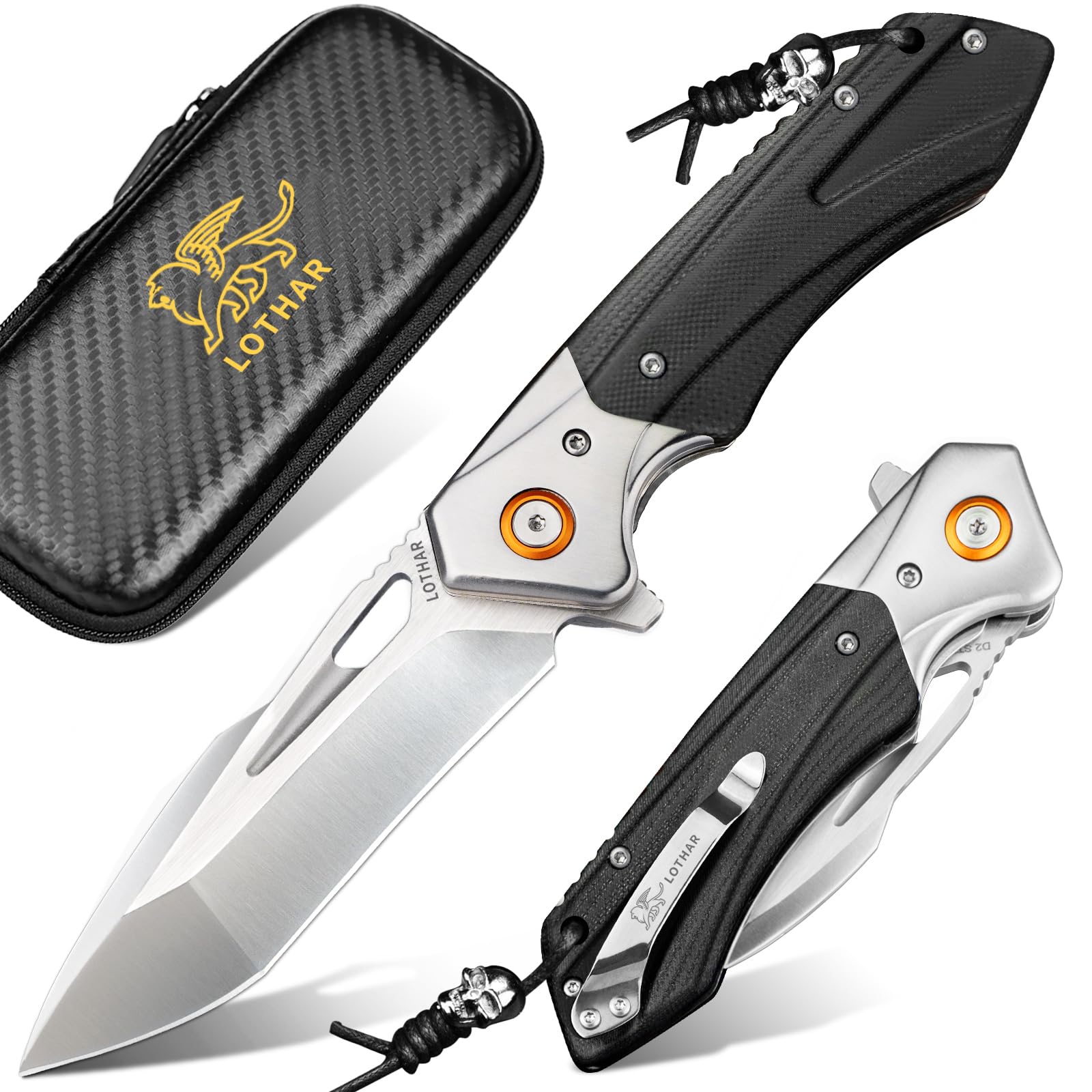 LOTHAR LICH KING Klappmesser, Scharfe D2 Stahl Taschenmesser