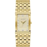 Bulova Men's Classic Gold Tone Stainless Steel 3-Hand Date Quartz Watch, Diamond Dial Style: 97F52