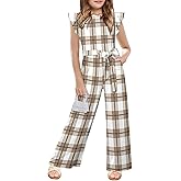 Yoklass Jumpsuit for Girls Casual Cap Sleeve Romper Belted Wide Leg One Piece Outfit