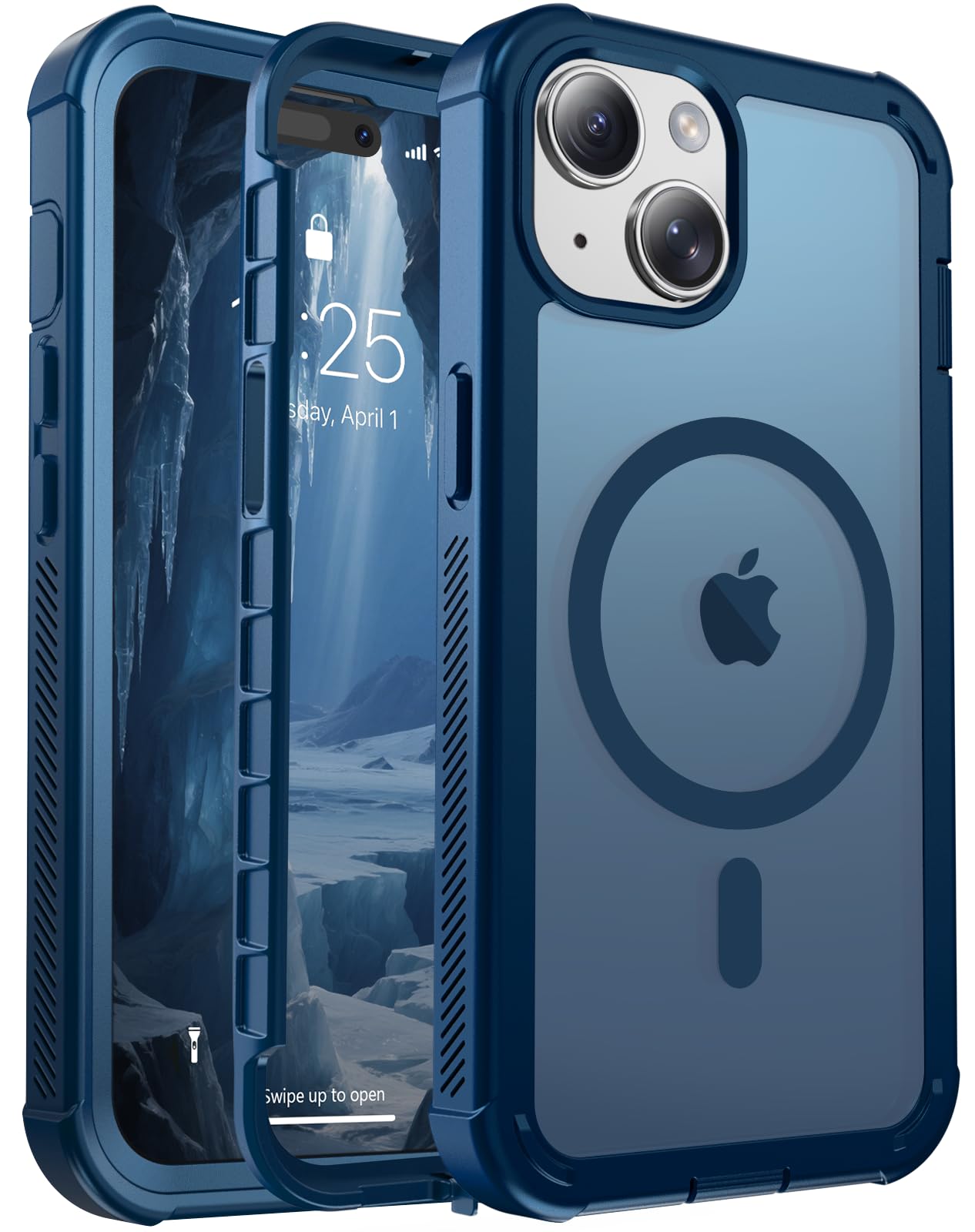Photo 1 of jaroco Magnetic for iPhone 15 Case, [Compatible with MagSafe][Military Grade Drop Protection][Heavy Duty Protection][Non-Slip][Shockproof] 2-Layer Durable Bumper Phone Case 6.1''-Deep Blue