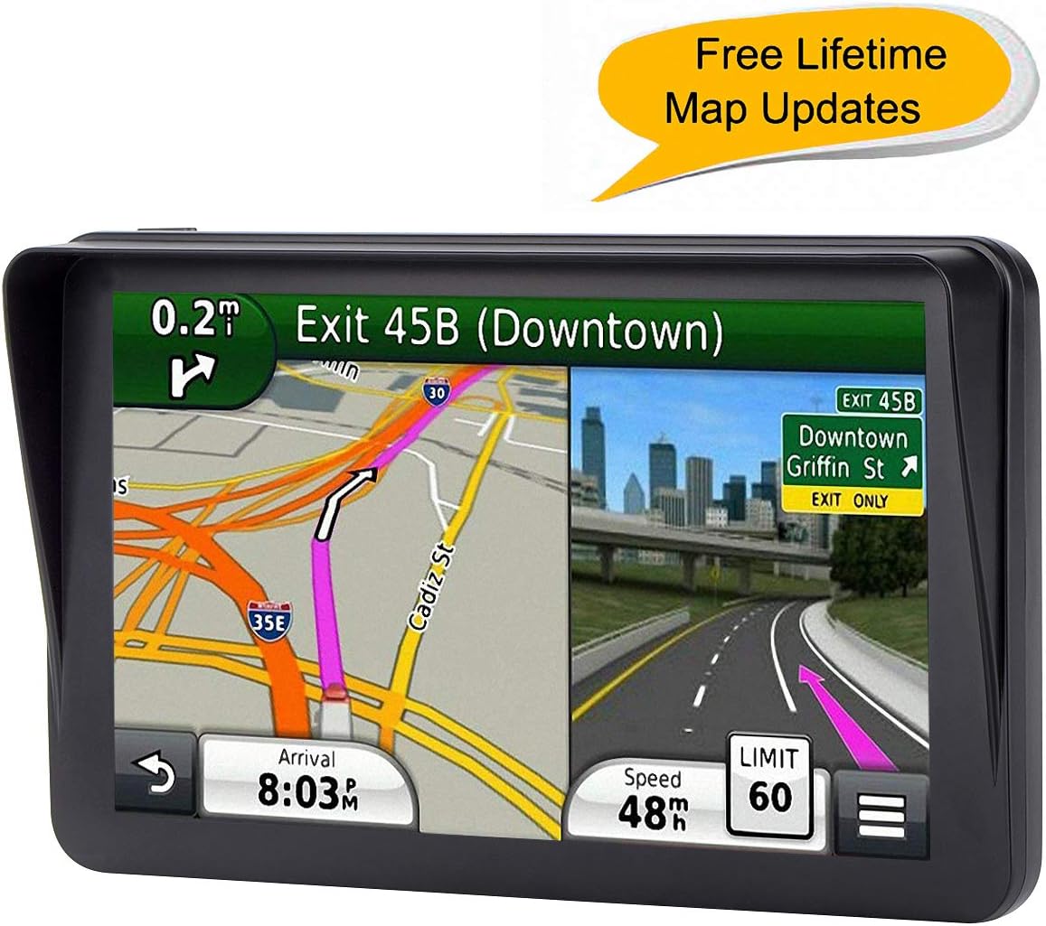 Car GPS, 7 inch SatNav Portable Navigation System for Cars, Lifetime