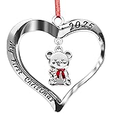 Baby's First Christmas Ornament 2025 - My First Christmas Heart with Hanging Bear for Newborn Boy or Girl Keepsake GIF, 2025 Christmas Ornaments for Tree