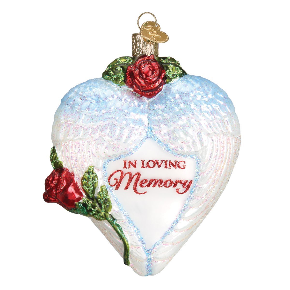 Old World Christmas Ornaments: Assortment of Hearts Glass Blown Ornaments for Christmas Tree, Shiny Red Heart