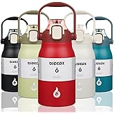 BJPKPK Insulated Water Bottles with Straw, 35 oz Stainless Steel Metal Water Bottle with One-handed Opening Lid, BPA Free Sport Jugs, Flasks for Men & Women, Red