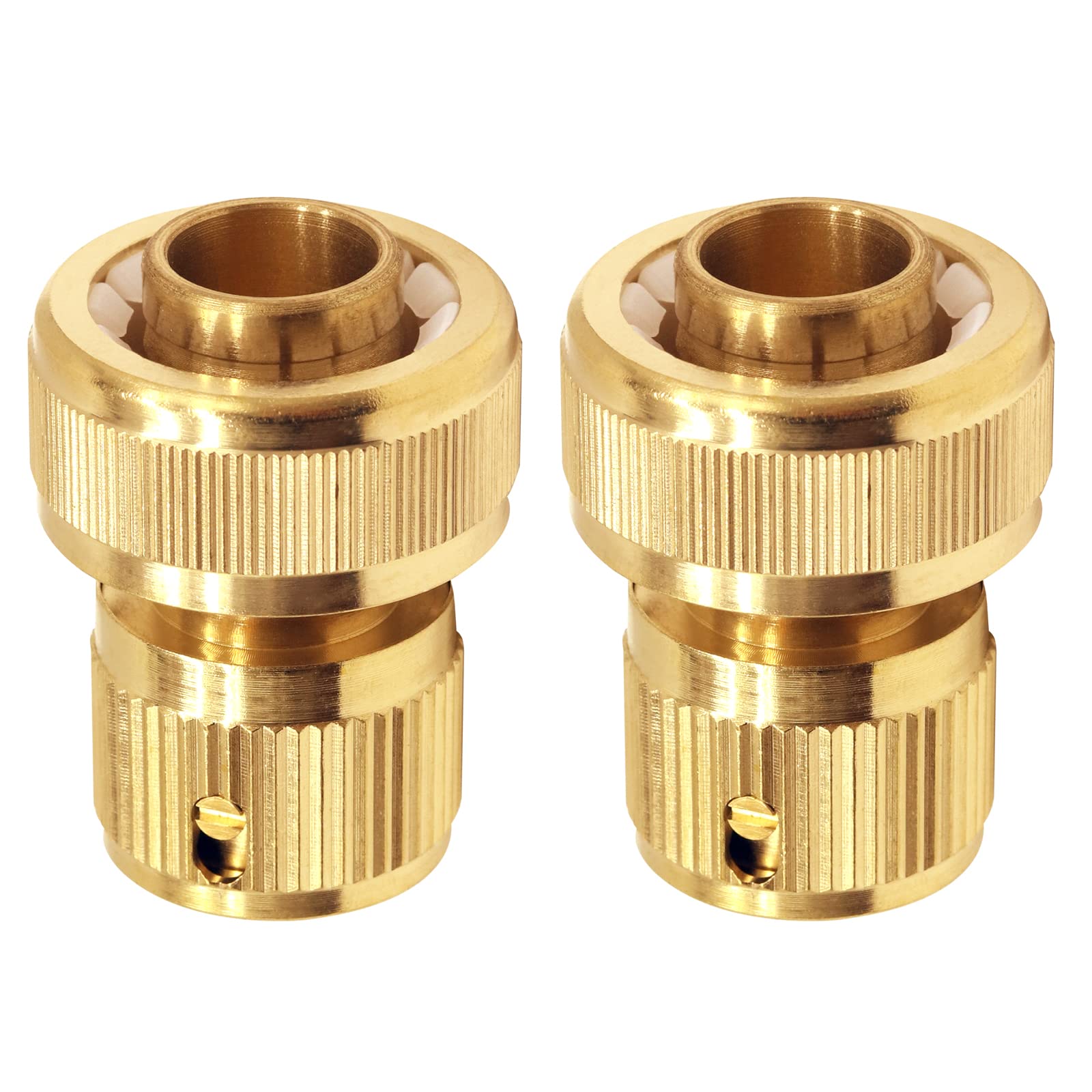 Tesmotor Brass Hose Connector Hose End Quick Connector for 3/4-inch Graden Hose Pipe-Garden Hose Expandable Stretch Fittings Tap Adaptors Connectors 2Pack
