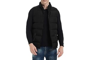 TUVEKE Men's Puffer Vest Water-Resistant winter outdoor Zipper Sleeveless Warm puffey jacket Size M To 3XL(Multicolor)