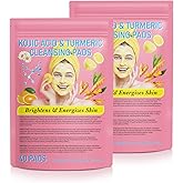 Turmeric Kojic Acid Cleansing Padsfor Face Dark Spots Cleansing & Exfoliation, Soothing & Calming with Kojic Acid, Turmeric, 80 Pads