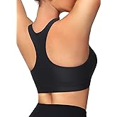 MIVEI Women's Sports Bra Swim Tops for Under Shirt Bikini Top Bathing Suit Modest High Neck Quick Dry Removable Padded UPF50+