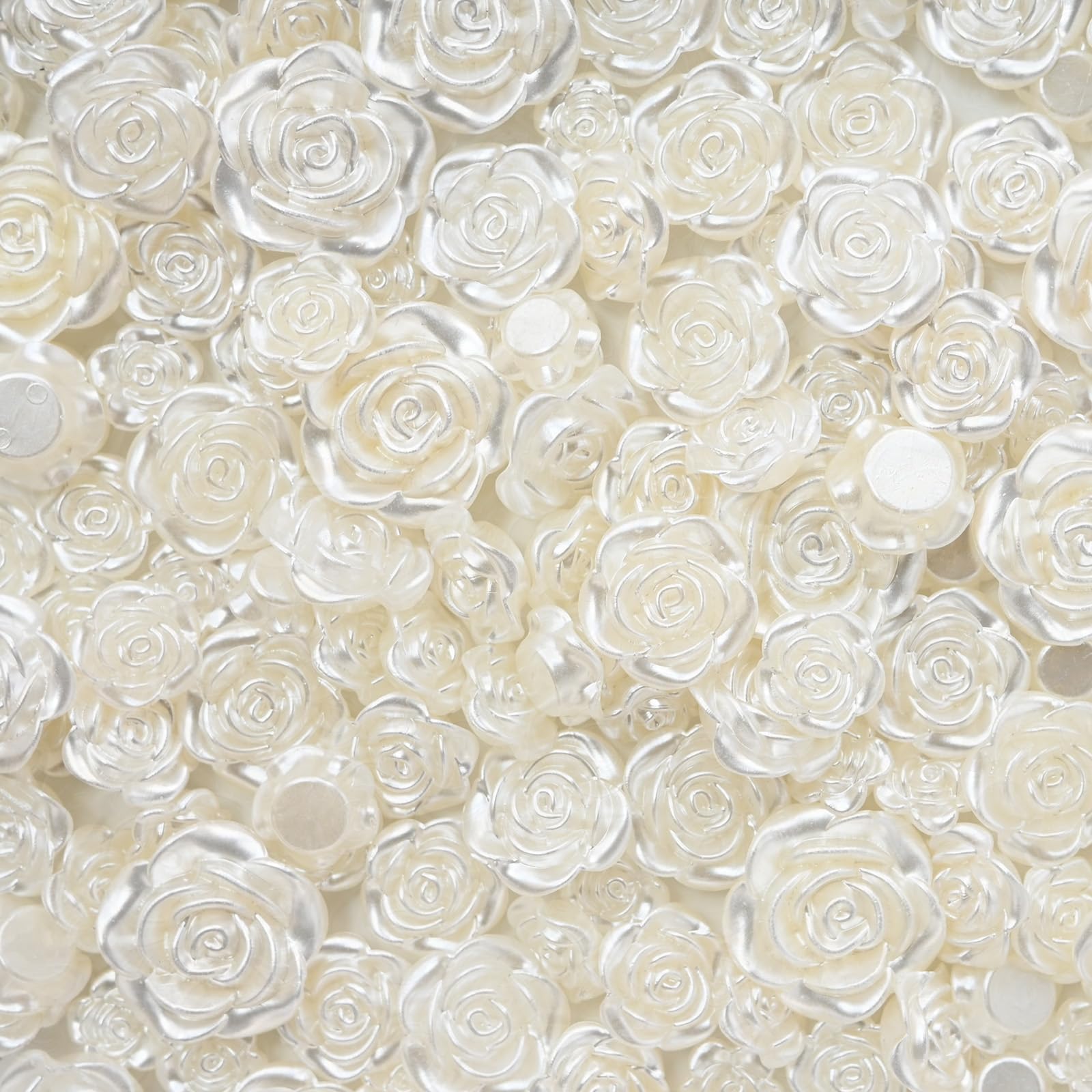 Photo 1 of 19mm Pearl Flower Buttons Beads for Crafts,Sewing Flatback Resin Charms White Buttons for Clothes,Slime Charms for Jewelry Making Bulk DIY Bracelet Hair Clip Phone Charms Decor