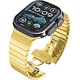 WINGLE Compatible for Apple Watch Band Ultra 3/2/1 Band 49mm Series 11 10 46mm 45mm 44mm 42mm SE 3/2/1 Series 9 8 7 6 5 4 3 2 1 Men, Stainless Steel Classy Business Metal iWatch Bands Bracelet, Gold