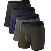 DAVID ARCHY Men's Underwear Modal Knit Texture Breathable, Ultra Soft Stretch Cooling Boxer Briefs with Pouch 4 Pack