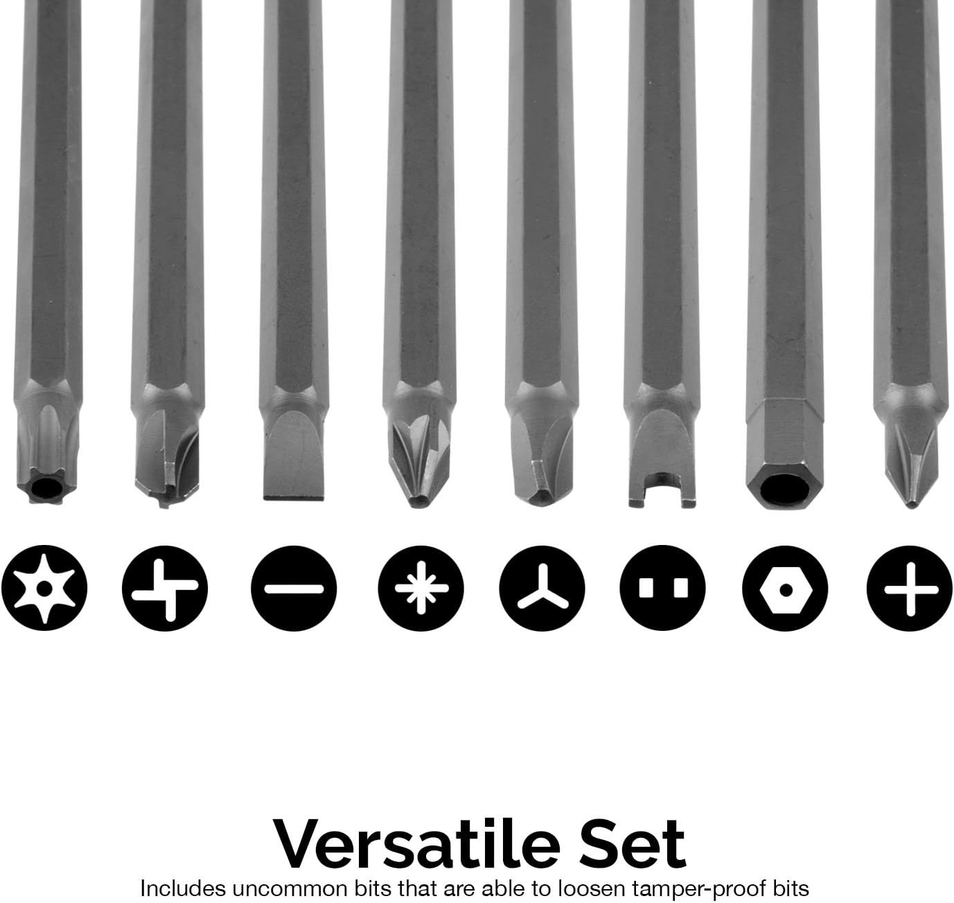 Neiko 10224A Extra Long Security Power Bit Set, 32 Piece | 1/4" Shank, 6" Length | Premium S2 Steel - Long Drill Bit Set - 