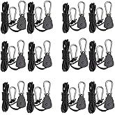 zazzy 6-Pairs 1/8 Inch Adjustable Rope Hanger for Grow Light, Grow Light Hanger Heavy Duty Ratchet Tie Down Strap with Reinforced Gear, Heavy Duty Rope Clip Hanger for Various Tie-Down Uses
