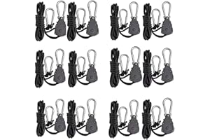 zazzy 6-Pairs 1/8 Inch Adjustable Rope Hanger for Grow Light, Grow Light Hanger Heavy Duty Ratchet Tie Down Strap with Reinforced Gear, Heavy Duty Rope Clip Hanger for Various Tie-Down Uses