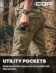 CQR Men's Tactical Pants, Water Resistant Ripstop