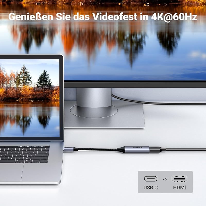 USB C auf HDMI Adapter, HDMI 2.0, 4K 60Hz, 2K 144Hz, 1080P 240Hz