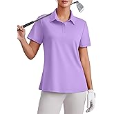 PINSPARK Womens 4 Buttons Golf Polo Shirts UPF 50+ Quick Dry Athletic Tennis Tops Collared Pickleball T Shirt