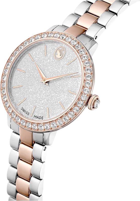 Matrix 3-Link Orologio, con Cristalli, Swiss Made, Meccanismo al Quarzo, Impermeabile Fino a 50 m, Placcatura in Tono Oro Rosa, 30 x 30 mm, 7 mm, 12,5-19 cm, 1,2 cm