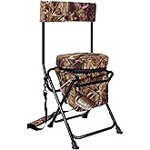 AUSCAMOTEK 360-Degree Swivel Hunting Chair with Thick Cushion - Foldable and Portable Camo Chair for Outdoor Hunting-Woodland Camo