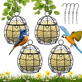 OFFCUP Fat Ball Bird Feeder 4pc Metal Hanging Holder Spherical with 4 Hooks
