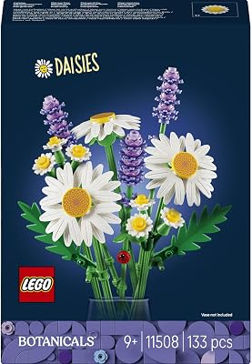 Botanicals Daisies - Bouquet de flores com margaridas e lavanda artificial - Decoração de quarto infantil - Presente para raparigas de 9+ anos e mulheres - 11508
