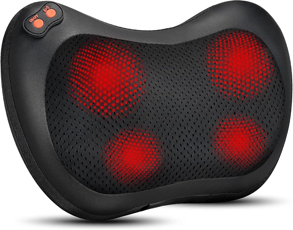 iKristin Back Neck Massager Pillow with Heat Shiatsu Kneading 3 Speeds