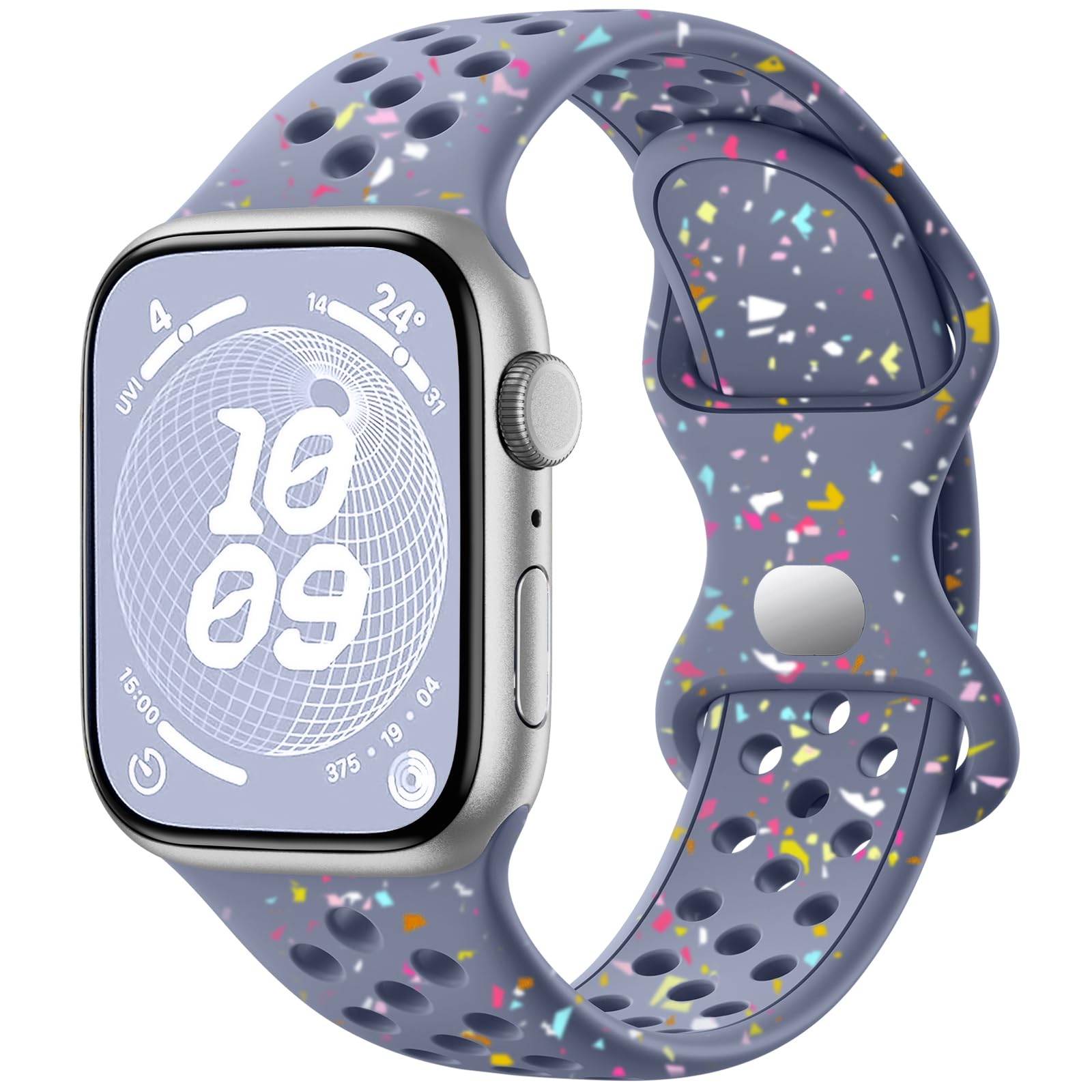 CeMiKa Sport Straps Compatible with Apple Watch Strap 38mm 40mm 41mm 42mm for Women Men, Eco-friendly Recyclable Silicone Breathable Wristband for iWatch Series 10 9 8 7 6 5 4 3 2 1 SE, BlueGrey