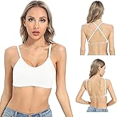 OBICUM Backless Clear Back Bra Convertible Wireless Dance Bra Unpadded Adjustable Straps Low Back