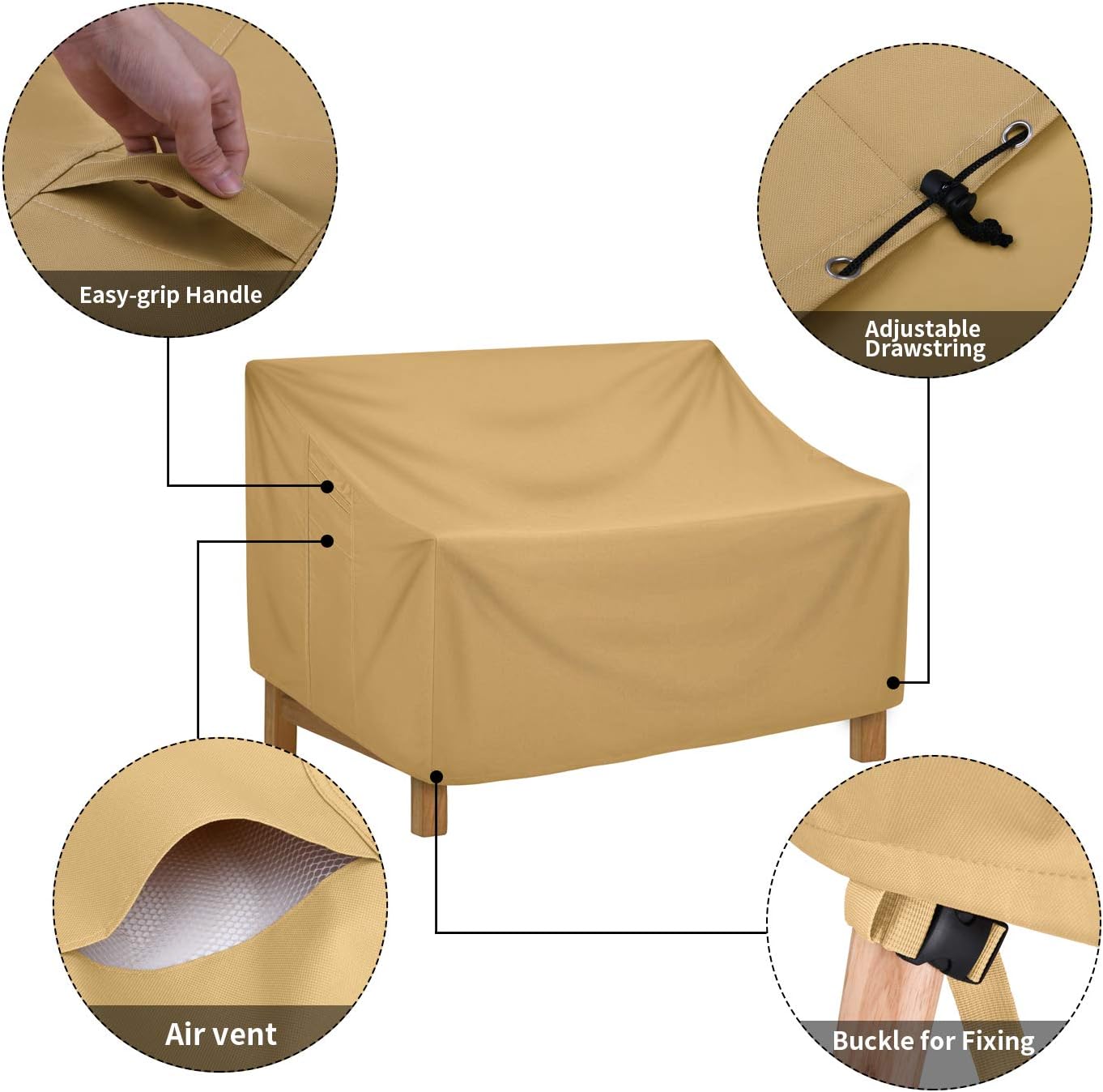 Sunkorto Patio Sofa Loveseat Cover, Waterproof Deep Seat Furniture Cover for Outdoor Balcony, 58x32.5x31 Inch : Garden & Outdoor