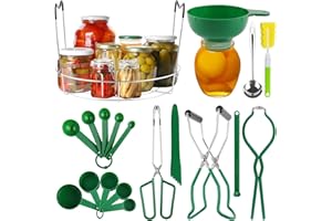 Kalolary 19PCS Canning Supplies Starter Kit - Kitchen Tools and Essentials With Rack, Tong, Funnel, Jar Lifter for Home Canni