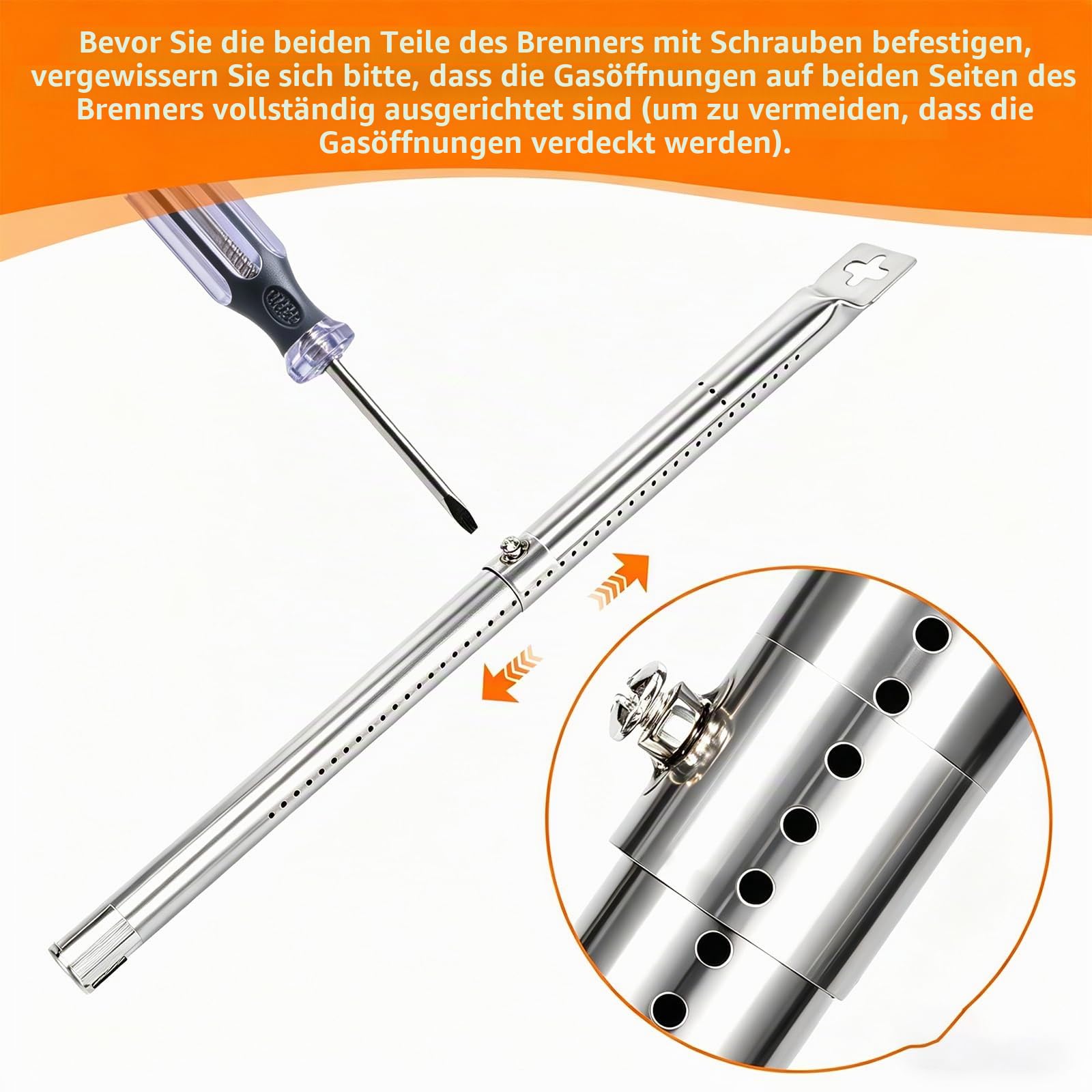 GFTIME 31cm bis 45cm Universal Gasgrill Brenner Ersatzteile für Landmann Triton, Enders Monroe, Tepro, Taino, Barbecook, Proficook, Campingaz, Outback,Verstellbarer Edelstahl Brenner Zubehör, 3 Stück 5