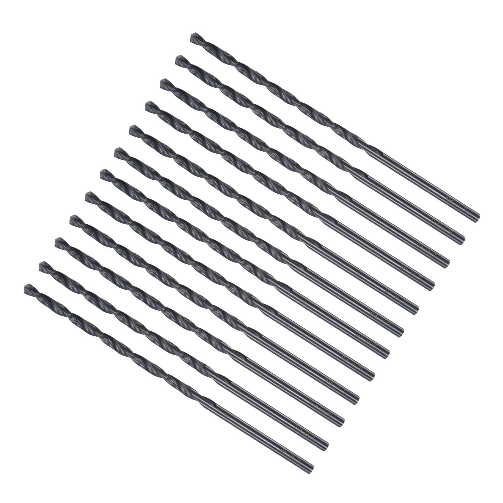 CoCud Twist Drill Bits, 3mm Drilling Diameter, Black Oxide High Speed Steel Extra Long Straight Shank - (Applications: for Stainless Steel Alloy Metal), 12-Pieces