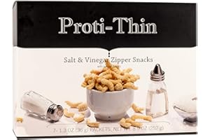 Proti-Thin High Protein Salt & Vinegar Zipper Snacks, Crunchy Bites for Healthy Diet,15g Protein, Low Calorie, Low Fat, Low Sugar Gluten-Free, 1 Pack of 7 Servings