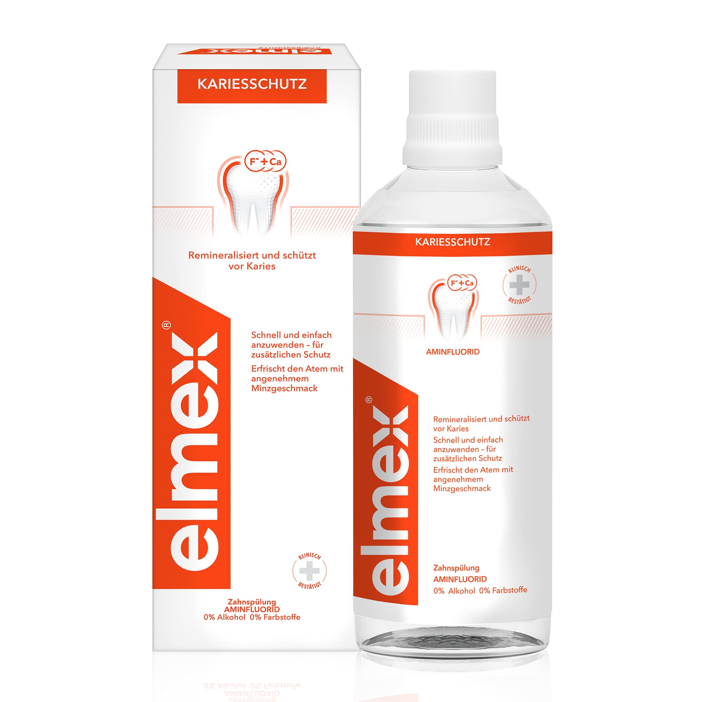 elmex Mouthwash Caries Protection 400 ml - Antibacterial Teeth Cleaning Without Alcohol Effectively Protects Against Caries - for Daily Use with Dual Active Calcium Fluoride Protective Shield