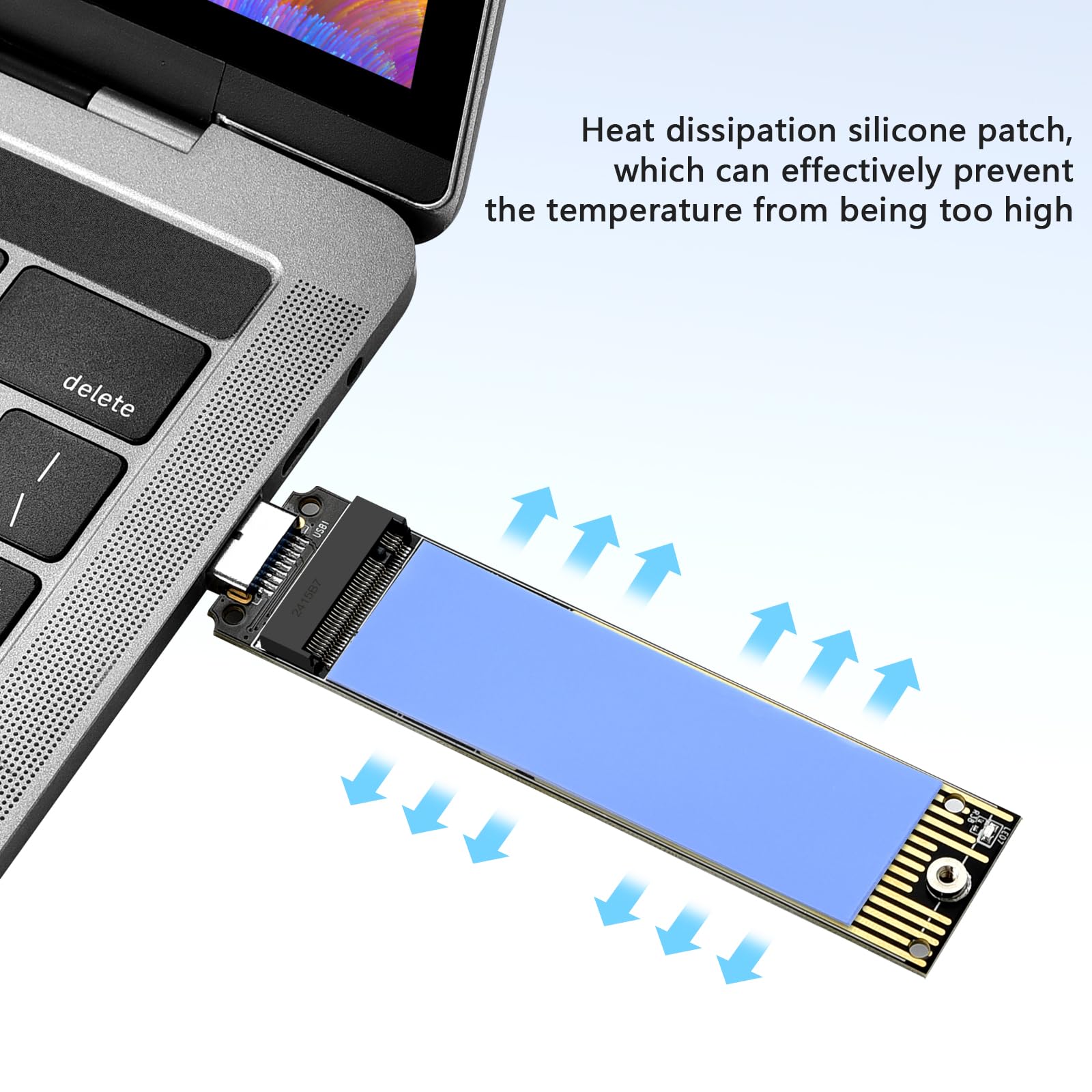 ELUTENG NVME to USB Adapter USB 3.1 Gen 2 to M.2 NVMe SSD Converter Adapter 10Gbps PCIe Based M Key Hard Drive Reader Max 4TB Support UASP for 2280 2260 2242 2230 SSD (Only for M.2 NVME)
