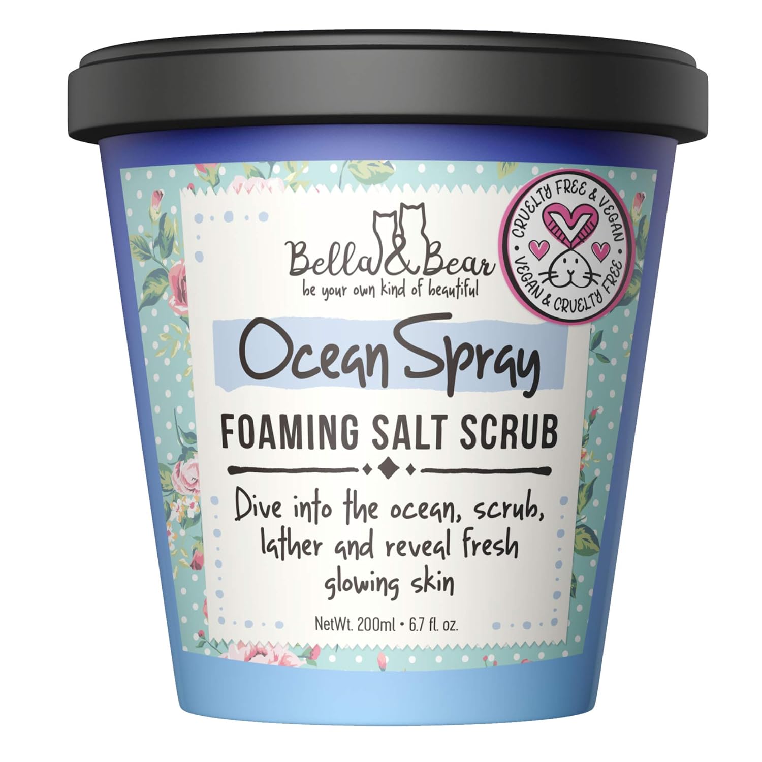 Bella And Bear Exfoliating Body Scrub - Ocean Spray Foaming Salt Scrub - A Body Exfoliator - Foaming Body Wash - Skin Softener - 3 In 1 - Vegan Friendly (7.7oz) : Beauty