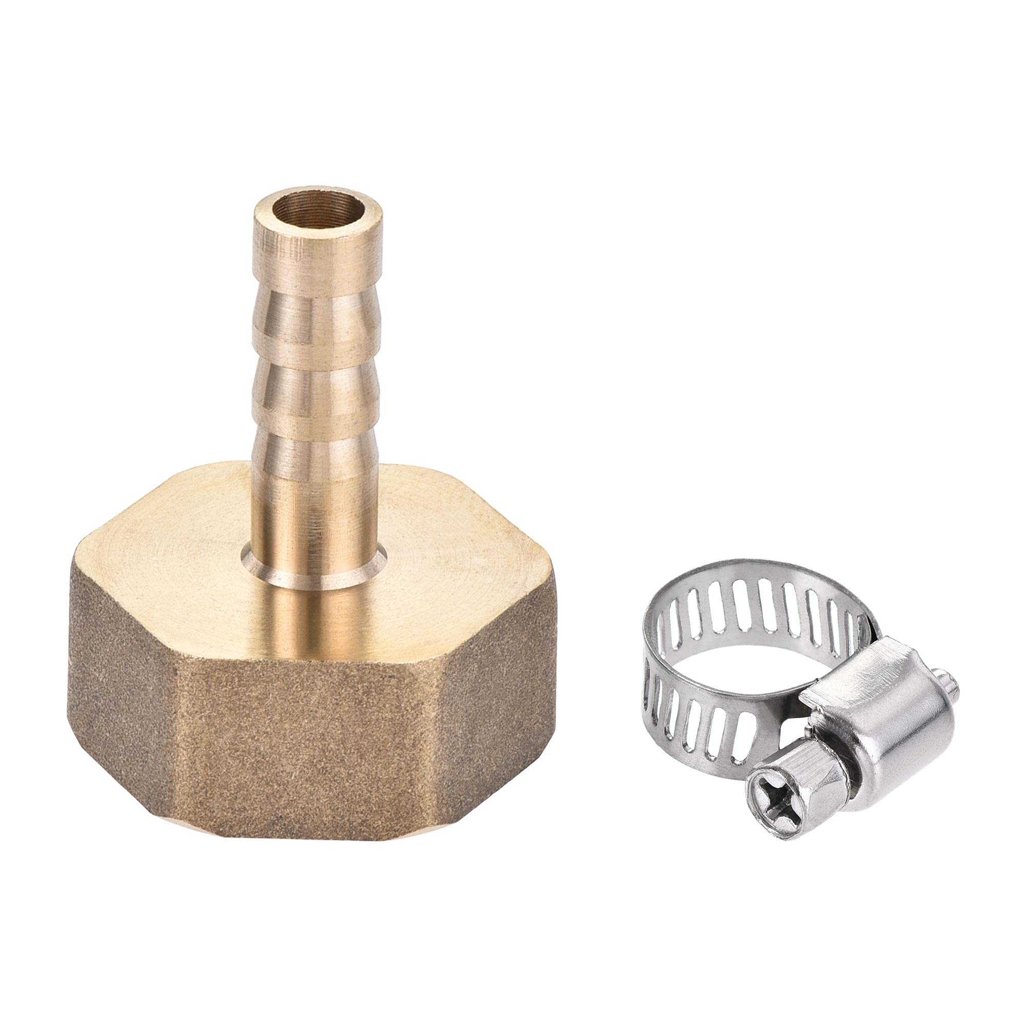 sourcing map Brass Barb Hose Fitting Connector Adapter 8mm Barbed x G3/4 Female Pipe with Hose Clamp and Washer
