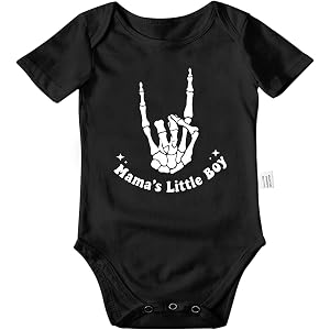 Meedkuqle Mama's Little Boy Skeleton Hand Baby Bodysuit 0-24M Unisex Outfit