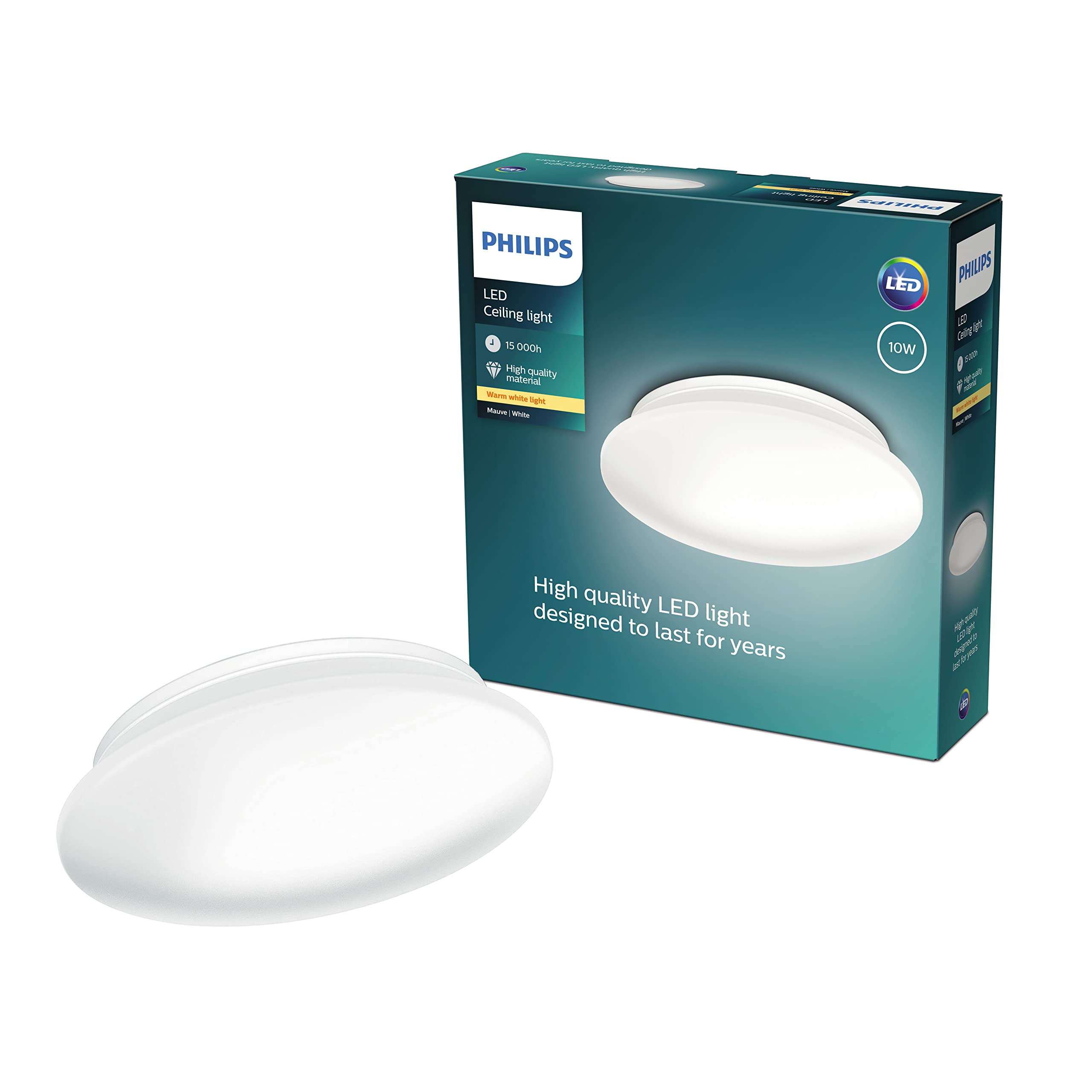 Philips myLiving Mauve Ceiling Lamp, for Home, Indoor, Walls and Ceilings. 1 x 10 W Integrated LED Light - White