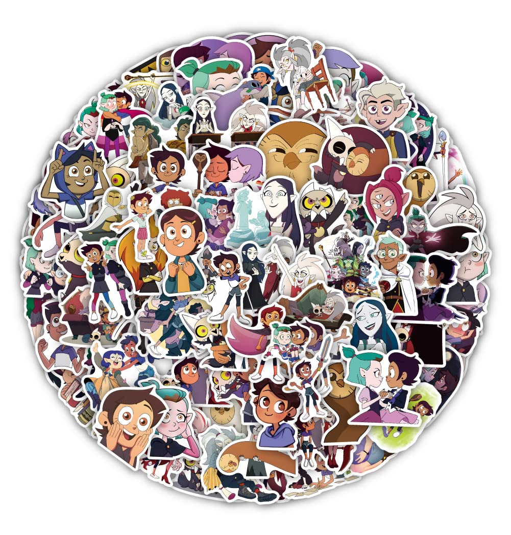 100 Pcs The Owl House Stickers for Laptop, Bumper, Skateboard, Water Bottles, Computer, Phone, Guitar, Cartoon Stickers for Kids Teens Adult