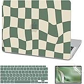 AKIT Compatible with MacBook Air 13 Inch Case M1 2022 2021 2020 2019 2018 A2337 A2179 A1932, Pattern Hard Laptop Shell+Screen Protector+Keyboard Cover for MacBook Air 13.3 Inch, Green Checkerboard