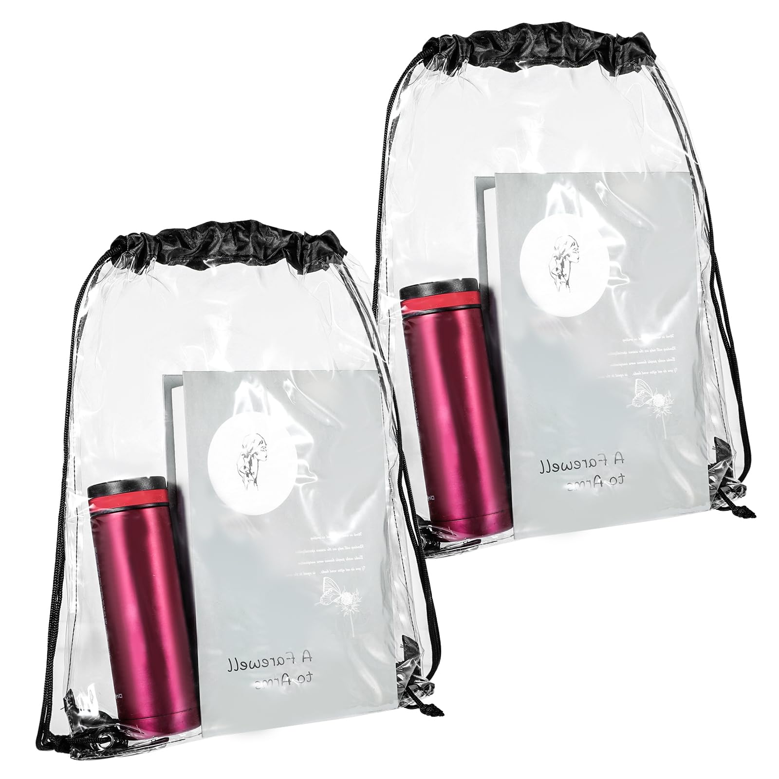 Tucnoeu 2pcs Clear Drawstring Backpack,Drawstring Gym Bag,Waterproof Drawstring Backpack for Adults Children Going on Sports Outings Schools and Gymnasium Use