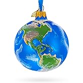 Planet Earth Globe Glass Ball Christmas Ornament 3.25 Inches
