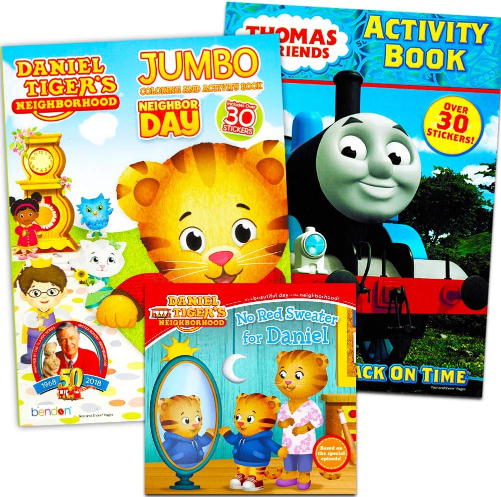 Amazon Com Daniel Tiger Coloring Book Super Set 2 Books Activity Book Color By Number Book Bonus Licensed Reward Sticker Toys Games
